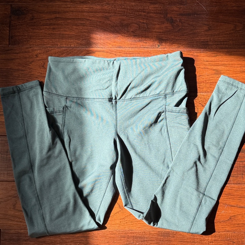 Green High Waisted Fleece Lined Leggings